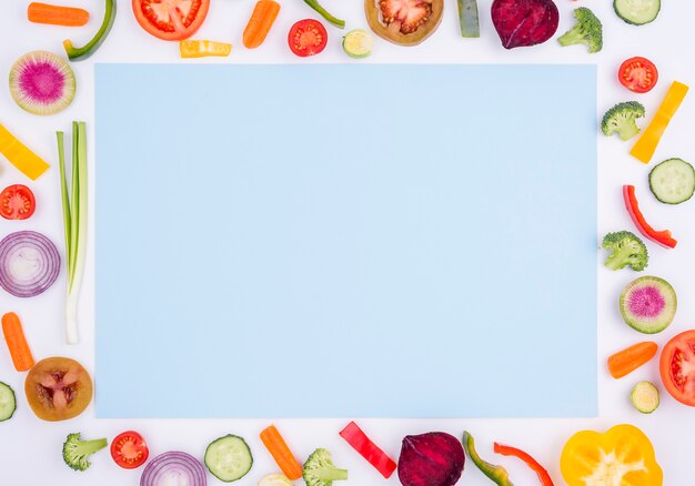 Top view assortment of organic vegetables