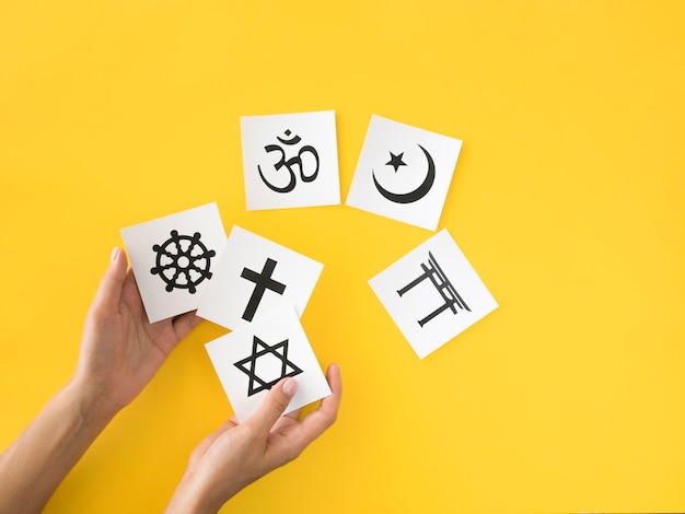 Free Photo top view of assortment of religious symbols