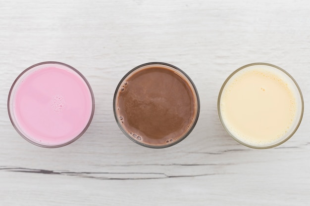 Top view of assortment of smoothies