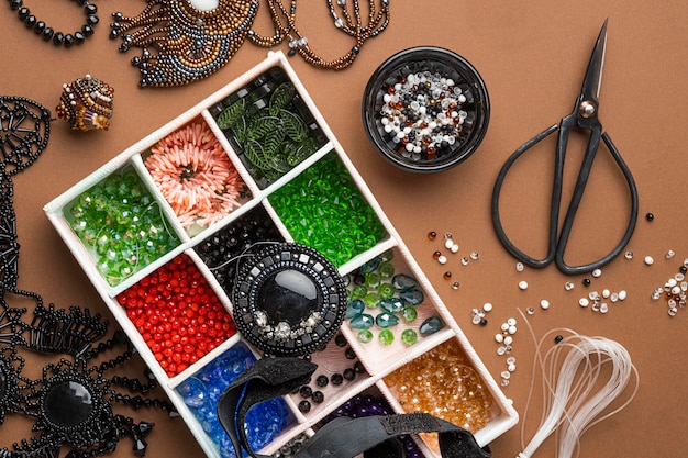 Top view of bead working essentials