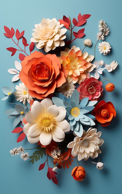 Free Photo top view beautiful flowers arrangement