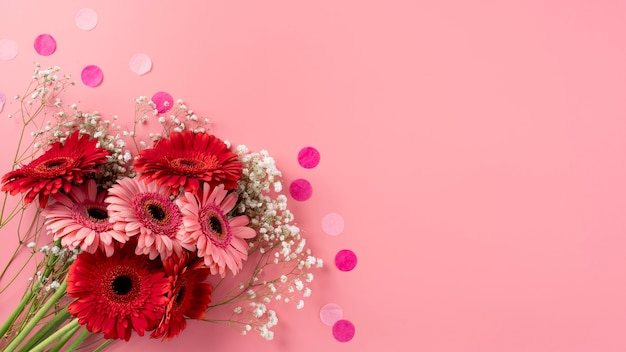 Top view of beautiful flowers bouquet