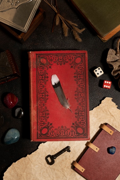 Free photo top view on beautiful rpg still life  items