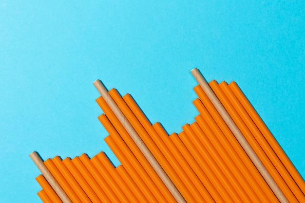 Free photo top view of biodegradable paper straws