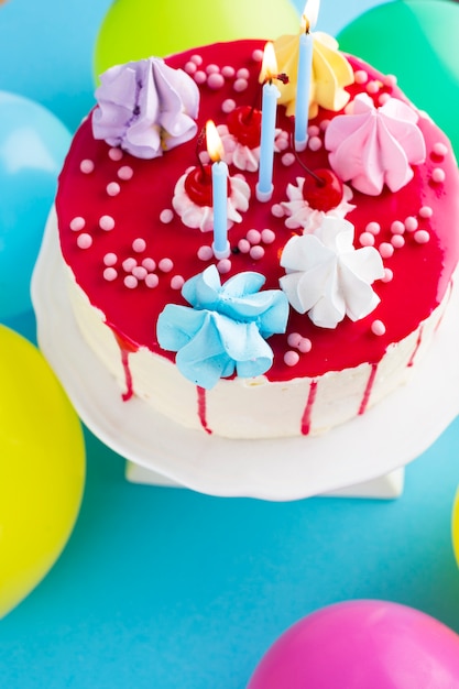 Top view of birthday cake