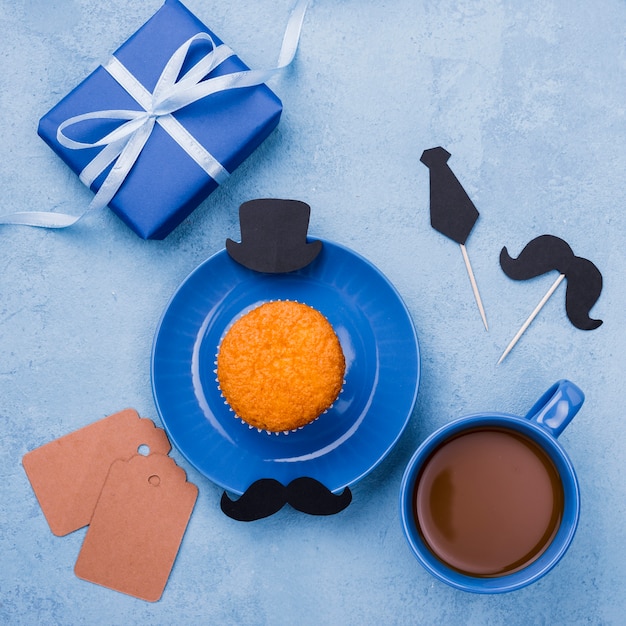 Top view biscuit with cookie on plate