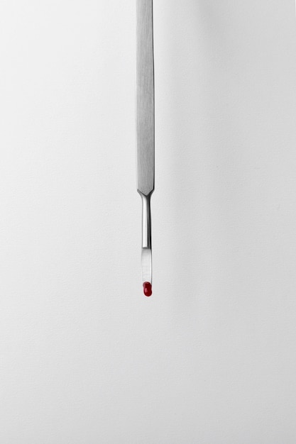 Top view of bloody scalpel