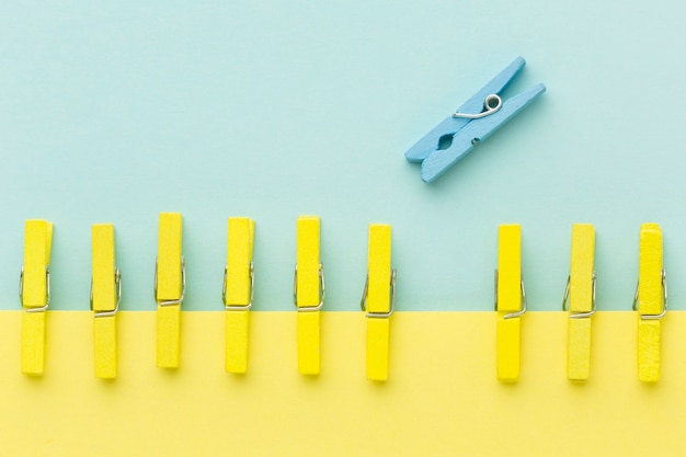 Top view blue and yellow hooks