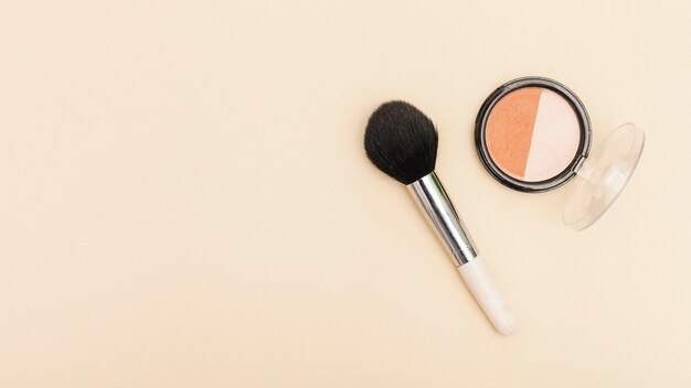 Top view blush with make up brush