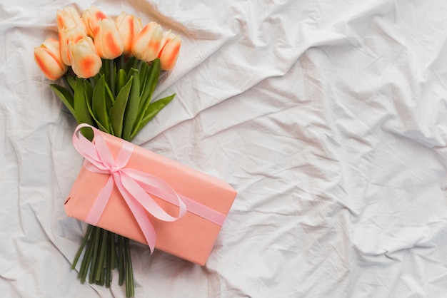 Top view bouquet of flowers for valentines day