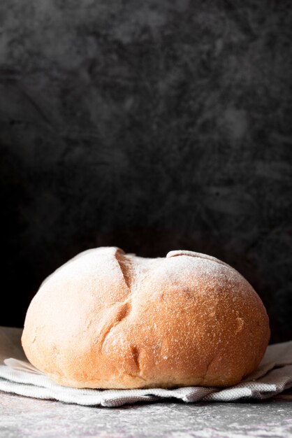 Top view bread on kitchen towel