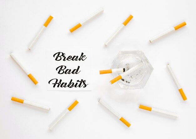 Free Photo top view of break bad habit concept