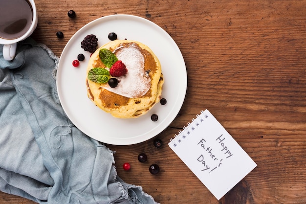 Top view breakfast for father