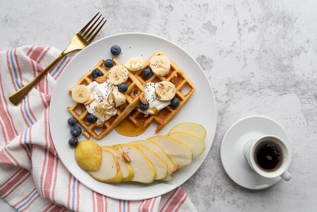 Top view breakfast meal arrangement