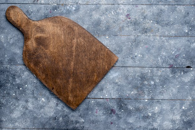 Top view of brown wooden desk, on light, wood, desk, kitchen