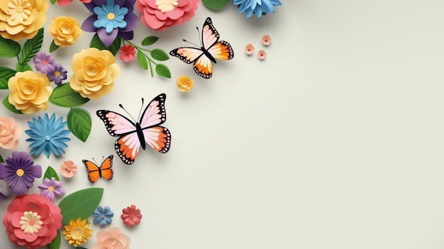 Free photo top view butterflies with copy space