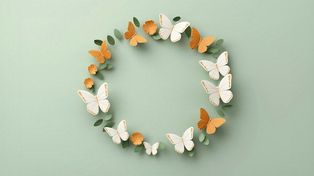 Free Photo top view butterflies with copy space