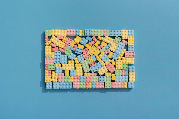 Free Photo top view of candy shapes like building blocks