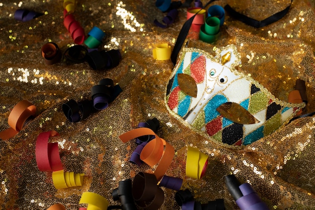 Free Photo top view of a carnival mask