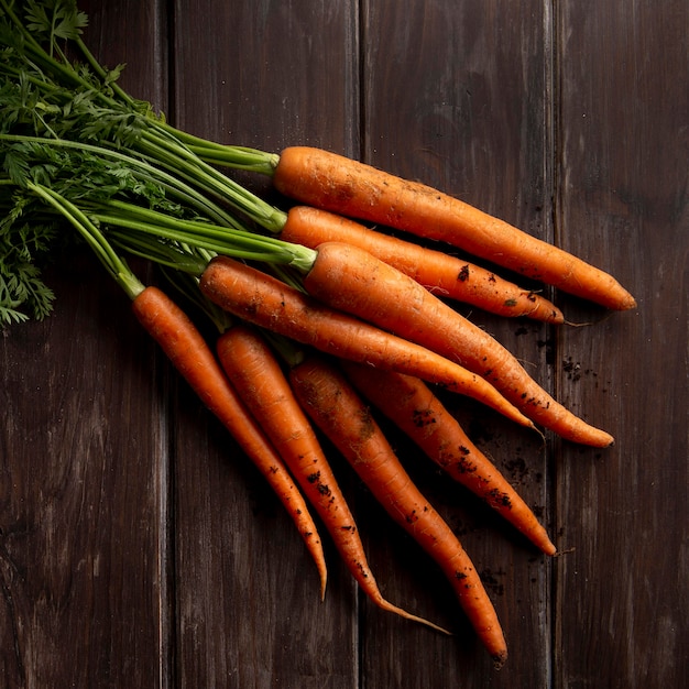 Free photo top view of carrots