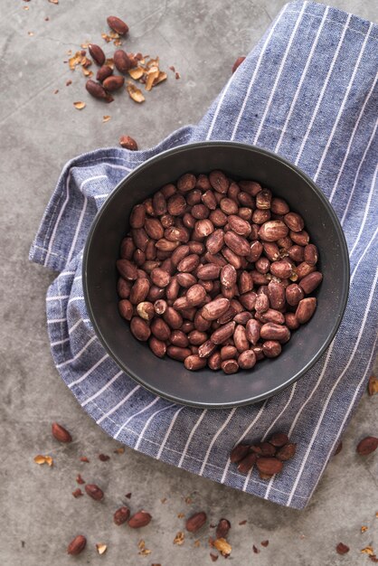 Top view of chesnuts on cloth