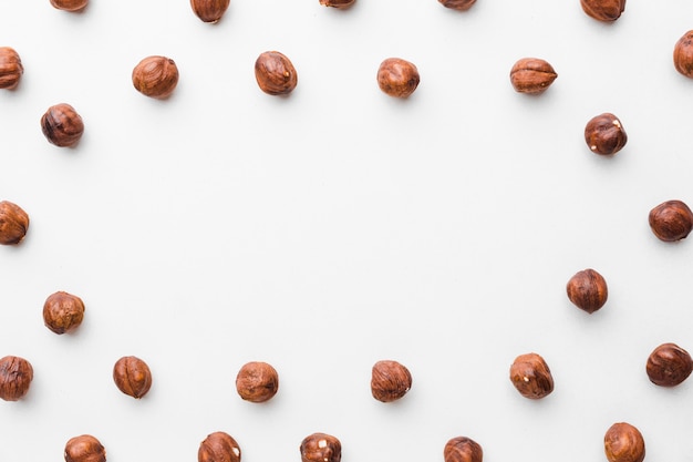 Top view chestnuts on table