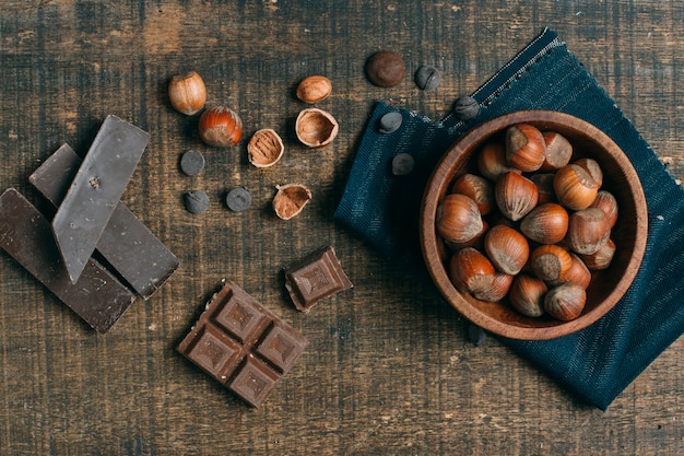 Free Photo top view chestnuts with chocolate