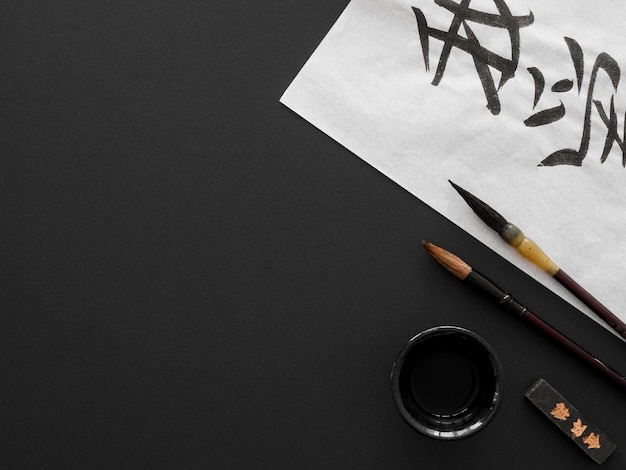 Free photo top view of chinese ink concept