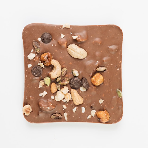 Free Photo top view chocolate bars with nuts 