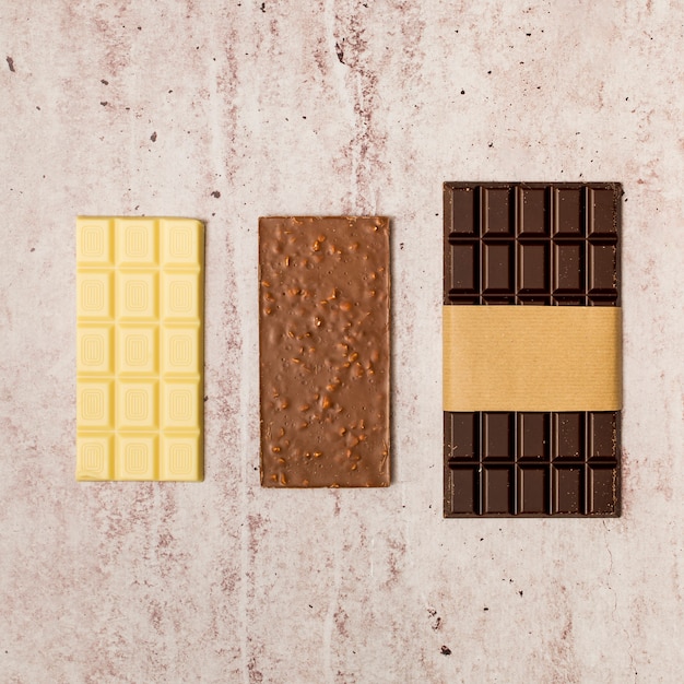 Top view of chocolate bars