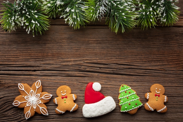 Top view christmas ornaments on a table