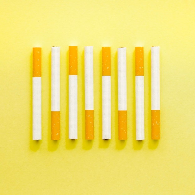 Free photo top view of cigarette bad habit arrangement