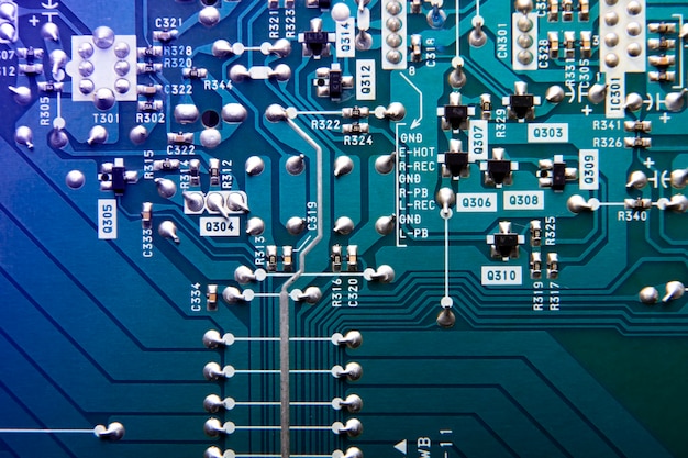 Top view circuit board close-up