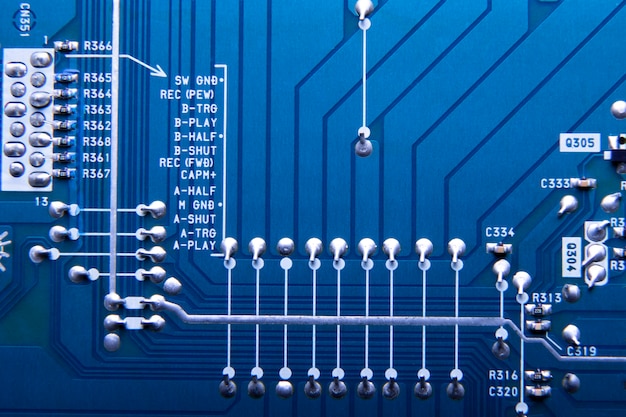 Free photo top view circuit board close-up