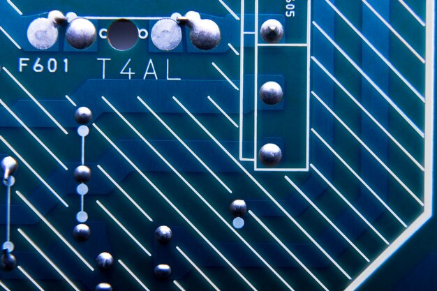 Top view circuit board close-up