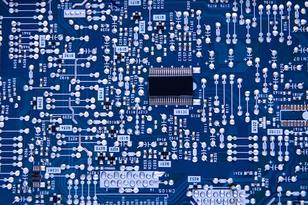 Top view circuit board close-up