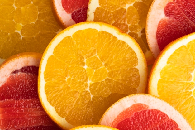 Free photo top view of citrus slices