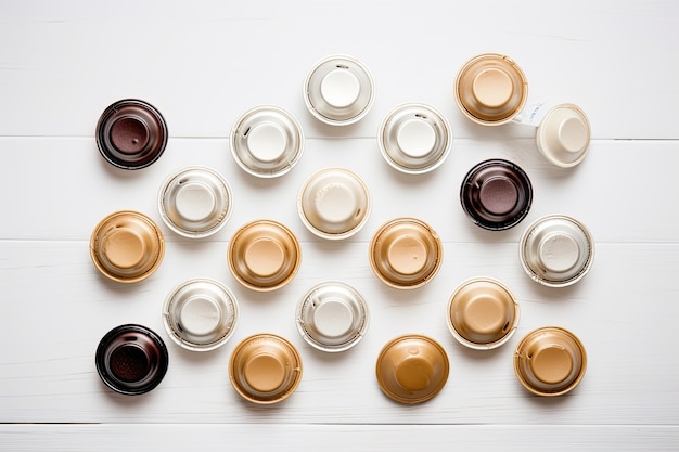 Free photo top view coffee capsules arrangement