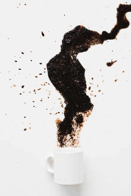 Free Photo top view coffee stain with mug