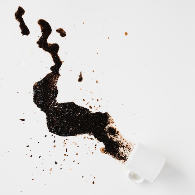 Top view coffee stain with mug