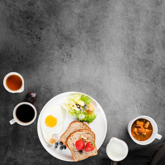 Free Photo top view collection of breakfast menu