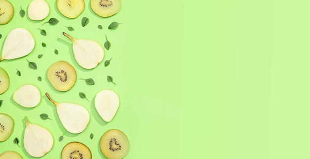 Top view collection of fresh fruits with copy space