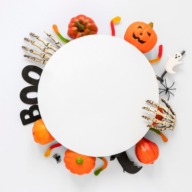 Top view collection of halloween elements