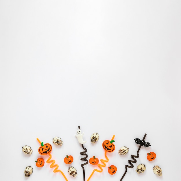 Free Photo top view collection of halloween elements