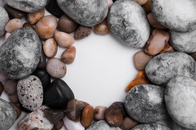 Free photo top view collection of rocks on the table