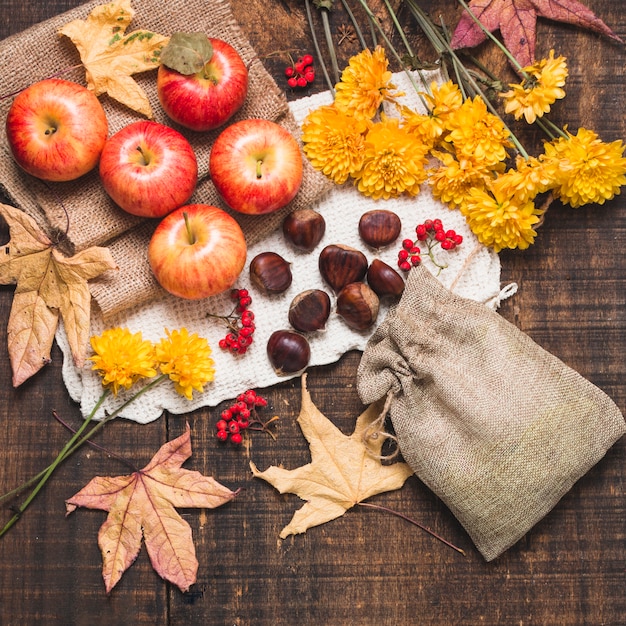 Free Photo top view colorful autumn composition