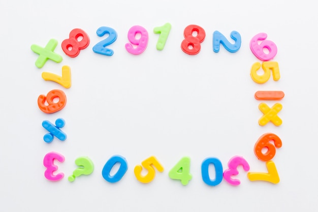 Free photo top view of colorful numbers frame concept