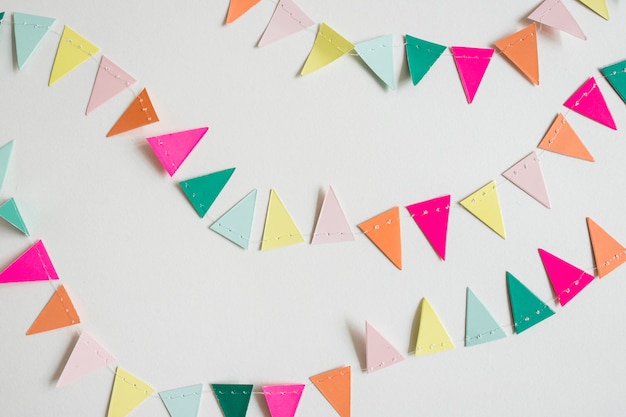 Top view colorful paper garland