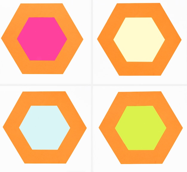 Free photo top view colorful paper hexagon