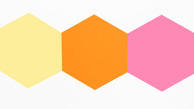 Free photo top view colorful paper hexagon